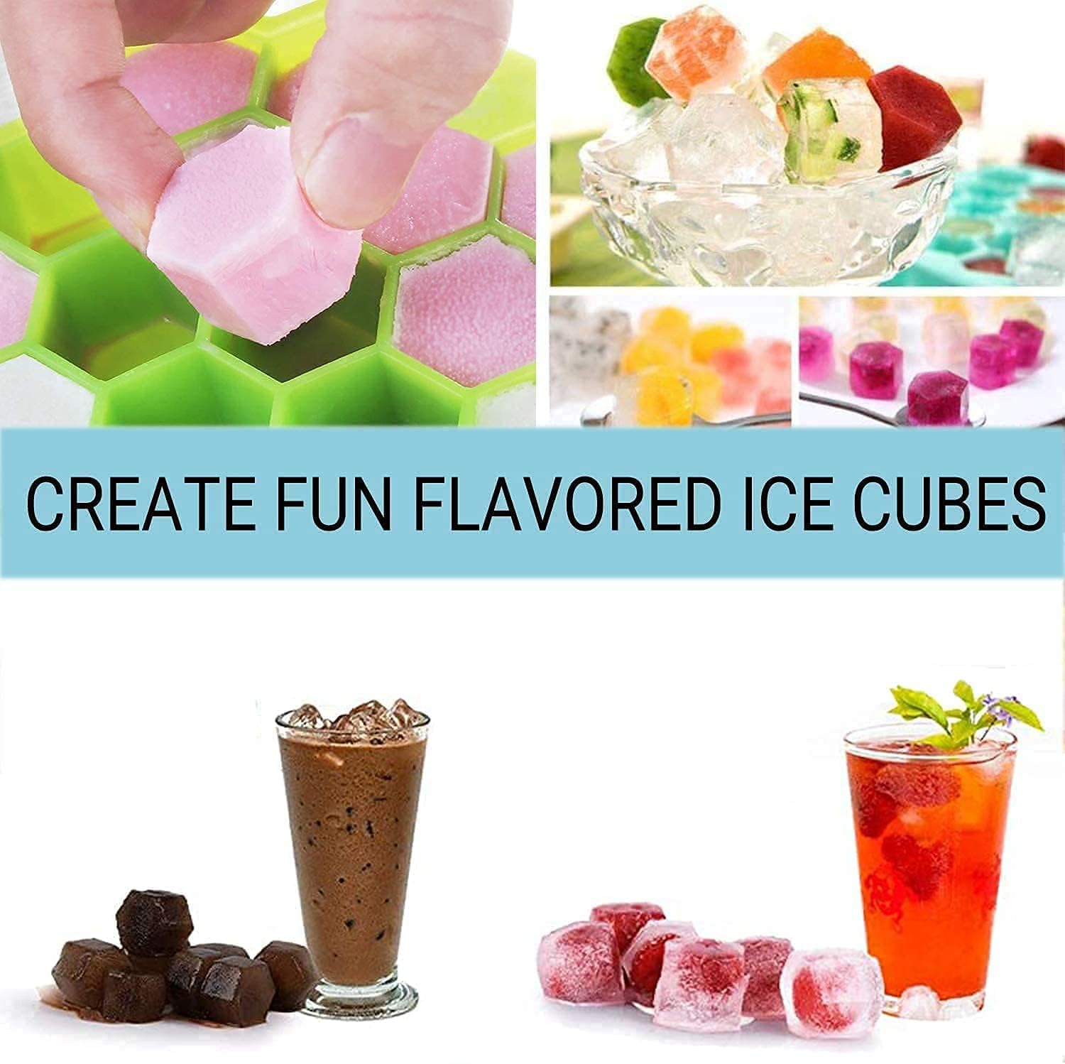37 CAVITY HEXAGONAL ICE CUBES SILICONE TRAY