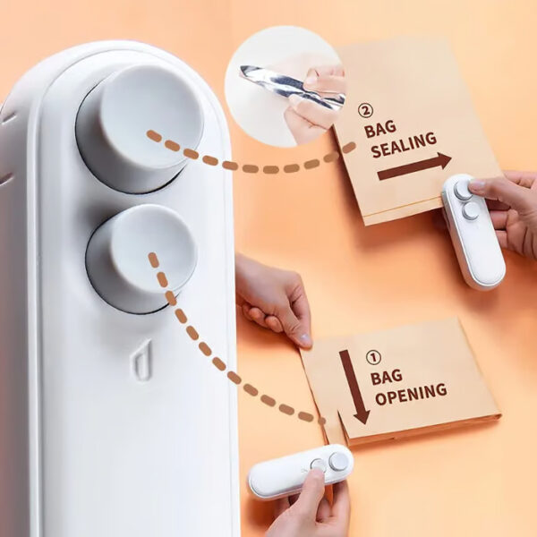 Portable Mini Sealing Machine - 2-in-1 USB Rechargeable Magnetic Bag Sealer with Cutter - Image 4