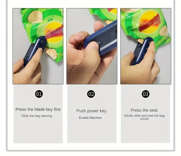 Portable Mini Sealing Machine - 2-in-1 USB Rechargeable Magnetic Bag Sealer with Cutter - Image 7