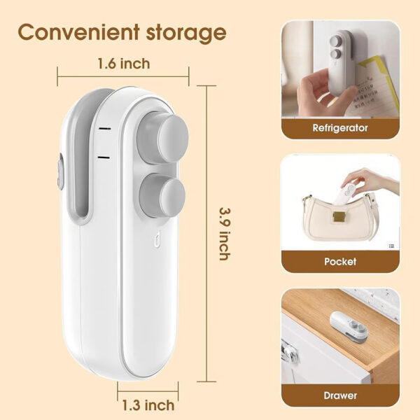 Portable Mini Sealing Machine - 2-in-1 USB Rechargeable Magnetic Bag Sealer with Cutter - Image 13