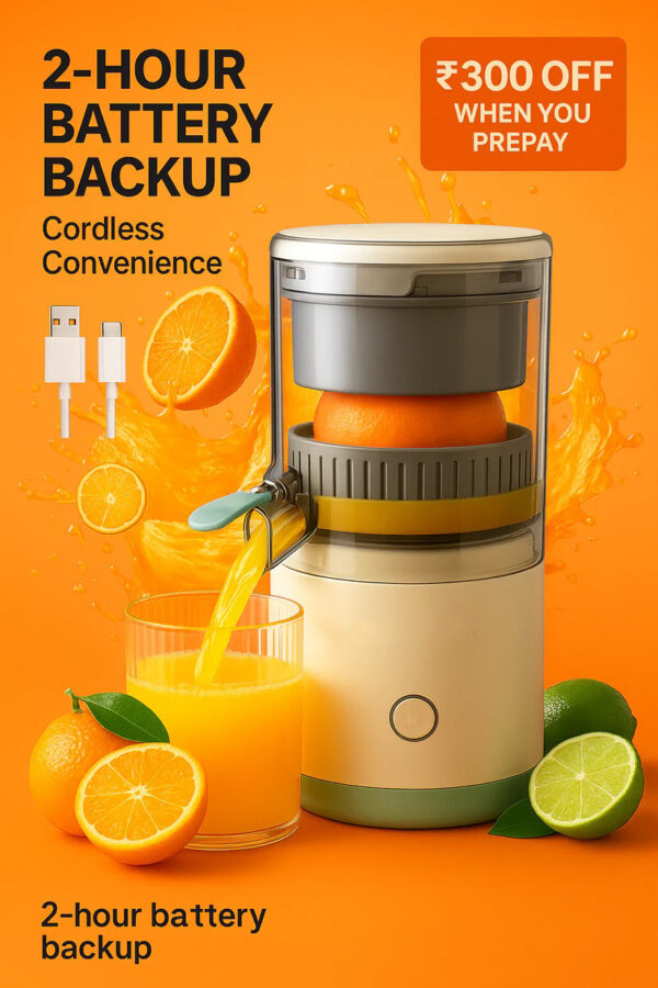 Electric Citrus Fruit Juicer – USB Rechargeable | Fast & Easy - Image 2